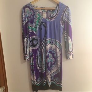 Stunning Long Sleeve Purple Paisley Print Dress